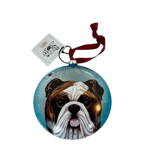 WSPA Winston English Bulldog NWT  Glass Christmas Ornament - Pavilion Gift Co